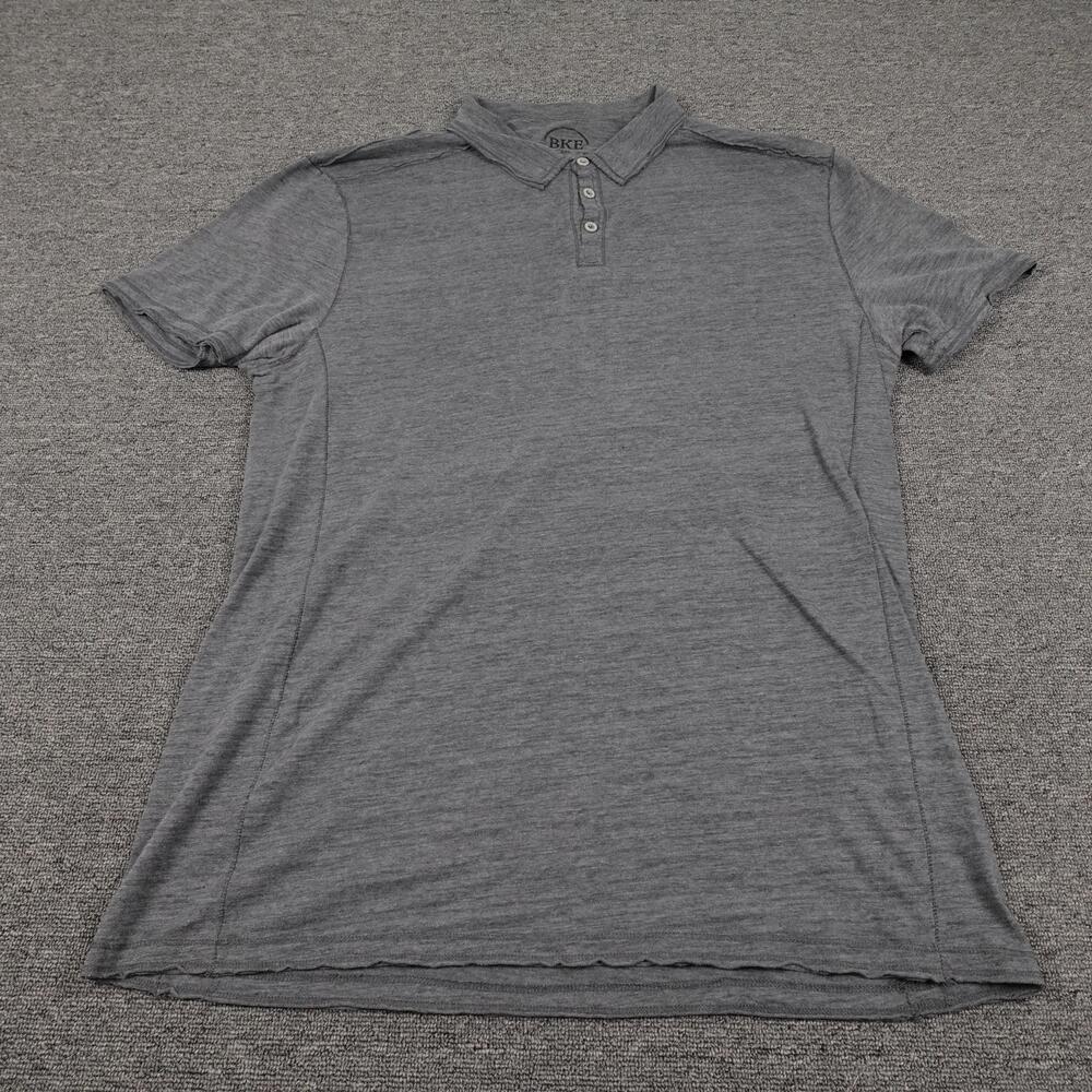 BKE Polo Shirt Mens 2XL Gray Jersey Knit Lightweight Casual Short Sleeve